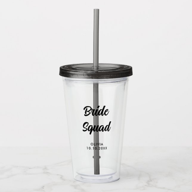 Bride Squad Bridal Shower Bachelorette Party Name Acrylic Tumbler (Front)