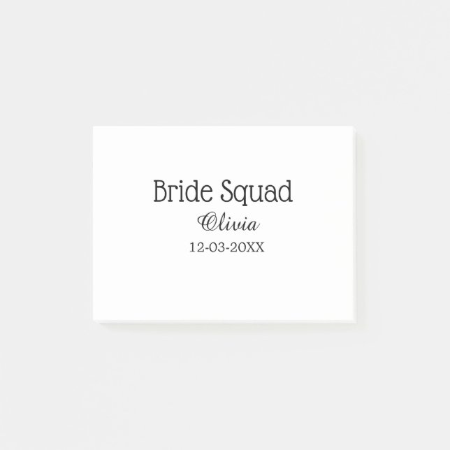 Bride squad bridesmaid add name bachelorette party post-it notes (Front)