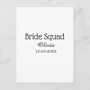 Bride squad bridesmaid add name bachelorette party postcard