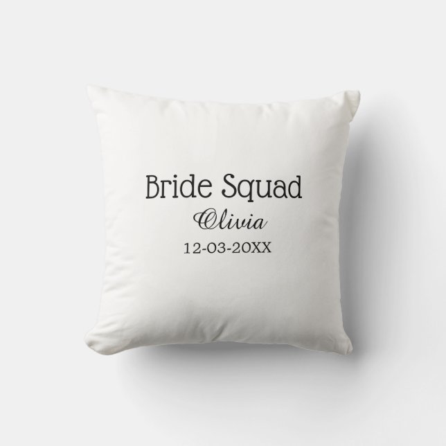Bride squad bridesmaid add name bachelorette party throw pillow (Front)