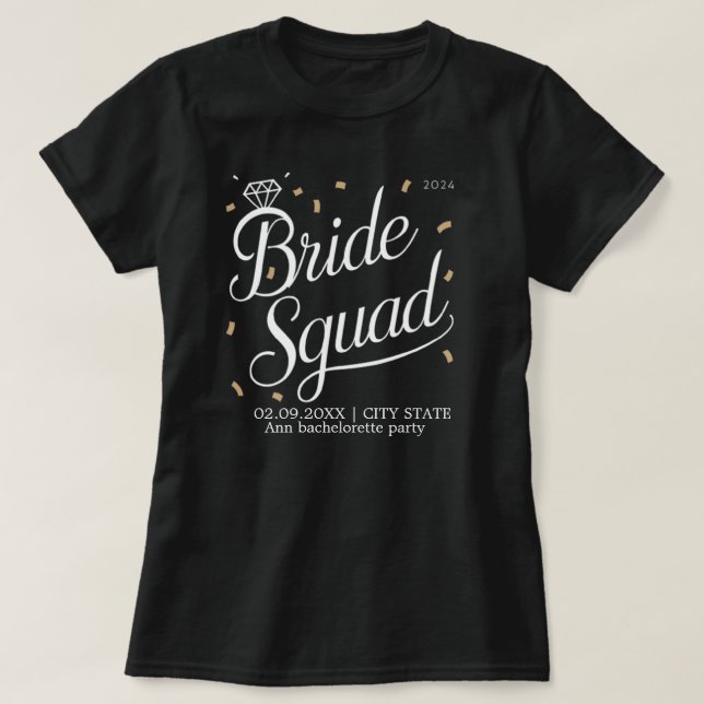 Bride Squad Bridesmaid Bachelorette party T-Shirt (Design devant)