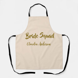 Bride squad bridesmaid name golden orange wedding  apron