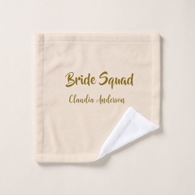 Bride squad bridesmaid name golden orange wedding  wash cloth (Wash Cloth)