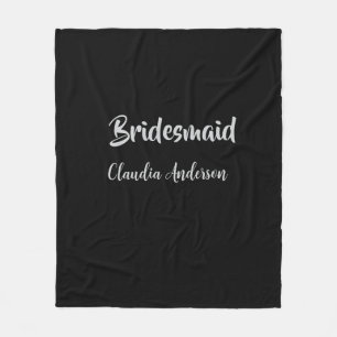 Bride squad bridesmaid name silver black wedding  fleece blanket
