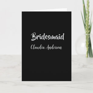Bride squad bridesmaid name silver black wedding holiday card