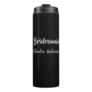 Bride squad bridesmaid name silver black wedding  thermal tumbler