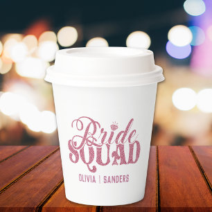 Bride Squad Bright Pink Paper Cups
