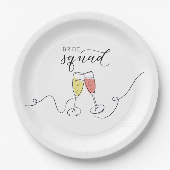 Bride Squad Champagne Toast Paper Plates (Front)