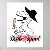Bride Squad Dinosaur Bridesmaid Floral Bachelorett
