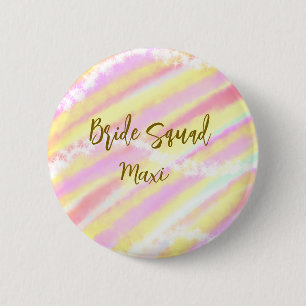 Bride squad golden pastel pink colorful glitter br 2 inch round button