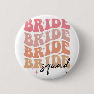 Bride Squad Groovy Theme Bridal Shower Bachelorett 2 Inch Round Button