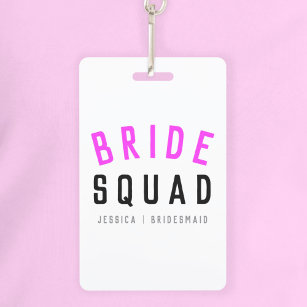 Bride Squad   Hot Pink Bachelorette Bridesmaid Badge