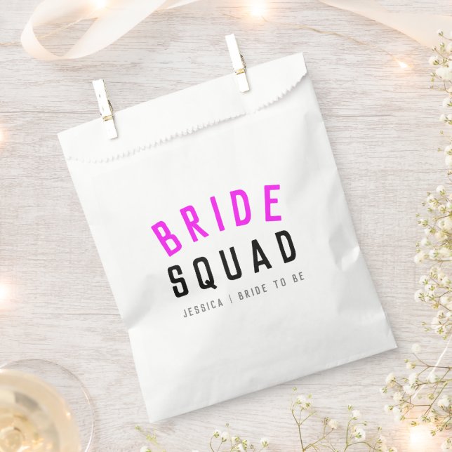Bride Squad | Hot Pink Bachelorette Bridesmaid Favour Bag (Clipped)