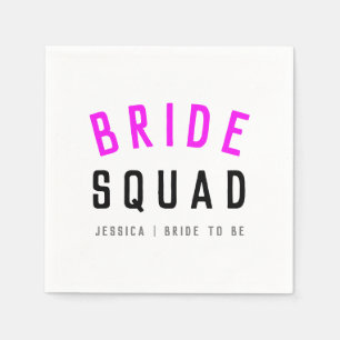 Bride Squad Hot Pink Bachelorette Bridesmaid Napkin