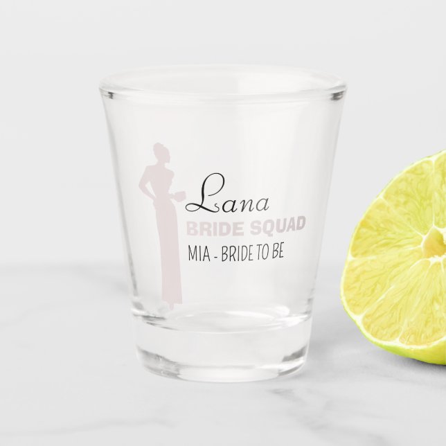 Bride Squad | Hot Pink Bachelorette Bridesmaid  Shot Glass (Front)