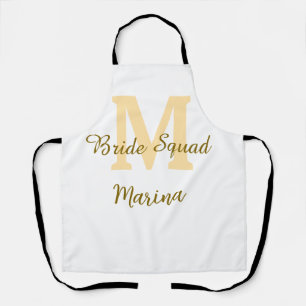 Bride squad monogram golden bridal shower simple apron