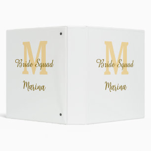 Bride squad monogram golden bridal shower simple binder