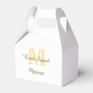 Bride squad monogram golden bridal shower simple  favor box