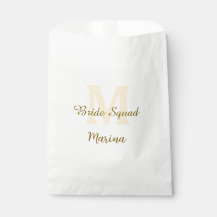 Bride squad monogram golden bridal shower simple favour bag