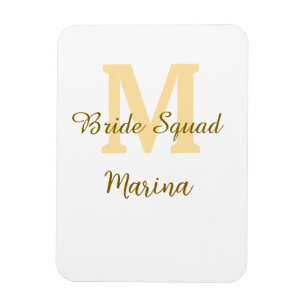 Bride squad monogram golden bridal shower simple  magnet