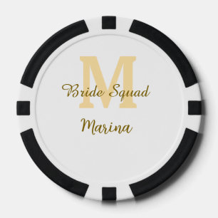 Bride squad monogram golden bridal shower simple  poker chips