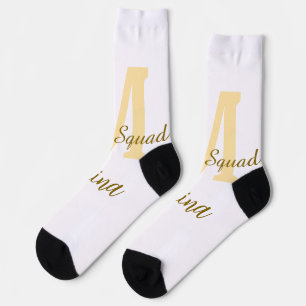 Bride squad monogram golden bridal shower simple  socks