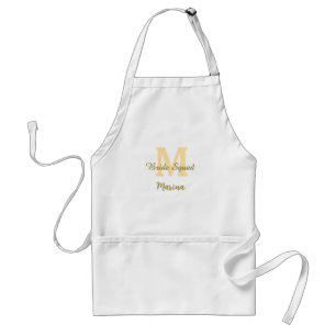 Bride squad monogram golden bridal shower simple  standard apron