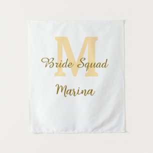 Bride squad monogram golden bridal shower simple  tapestry