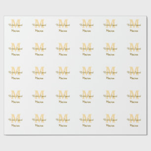 Bride squad monogram golden bridal shower simple wrapping paper