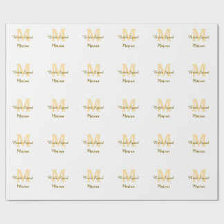 Bride squad monogram golden bridal shower simple  wrapping paper
