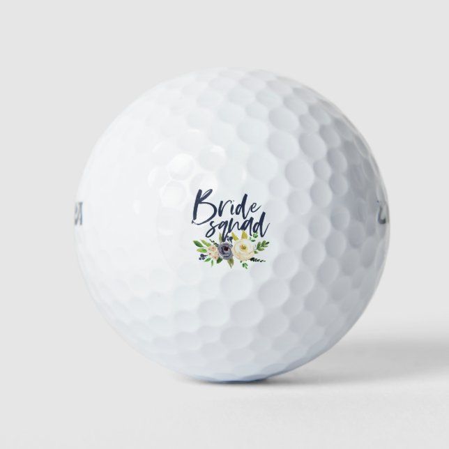 bride squad navy floral bachelorette bridal shower golf balls (Front)