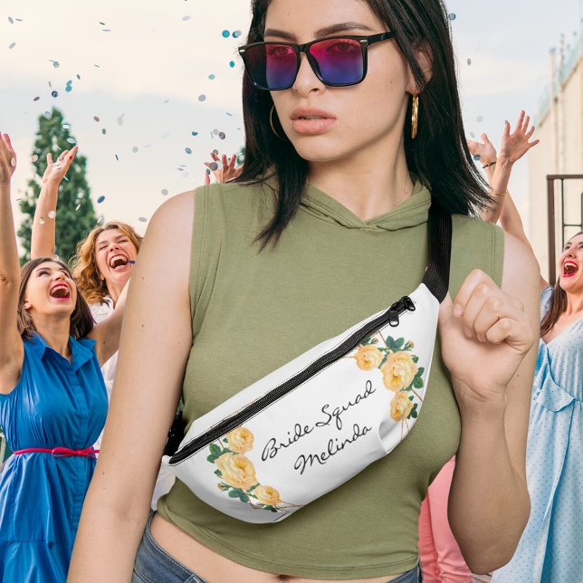 Bride Squad Orange Floral Pretty Gold Glitter Geo  Fanny Pack (Bride Squad Orange Floral Pretty Gold Glitter Geo  Fanny Pack Cover)