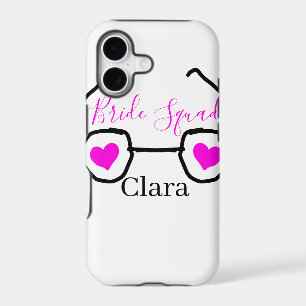 Bride squad pink black googles heart bridesmaid