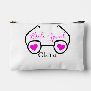 Bride squad pink black googles heart bridesmaid  accessory pouch