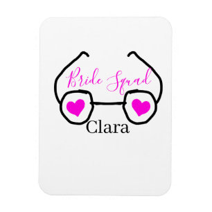 Bride squad pink black googles heart bridesmaid magnet