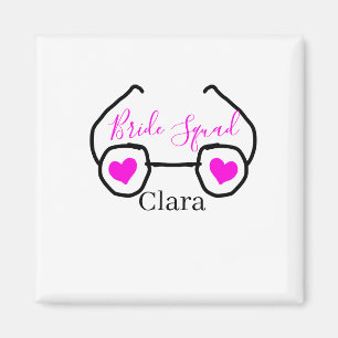Bride squad pink black googles heart bridesmaid  magnet