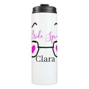 Bride squad pink black googles heart bridesmaid thermal tumbler