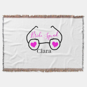 Bride squad pink black googles heart bridesmaid throw blanket