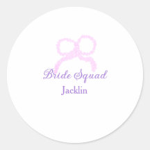 Bride squad pink glitter bow star bridesmaid name 