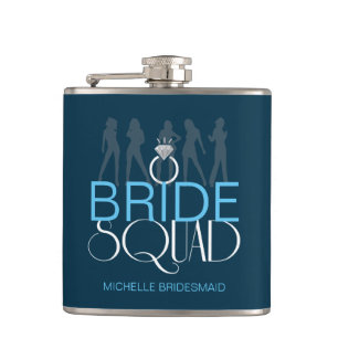 Bride Squad Silhouettes White on Dark ID252 Hip Flask