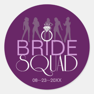 Bride Squad Silhouettes White on Darks ID252 Classic Round Sticker
