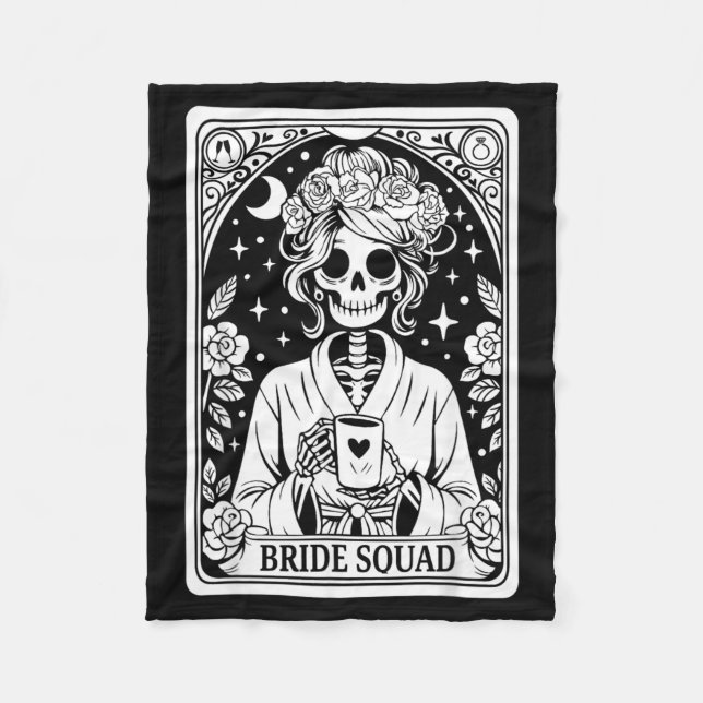Bride Squad Skeleton Wedding Bachelorette Gothic Fleece Blanket (Front)