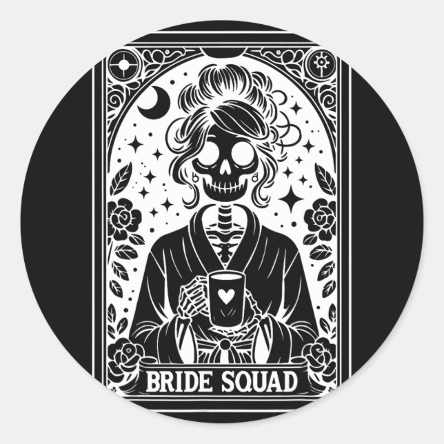 Bride Squad Tarot Card Bride Coven Gothic Bachelor Classic Round Sticker (Front)