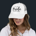 Bride Squad, Team Bride, Chic Modern Wedding Party Trucker Hat<br><div class="desc">Fun, modern wedding/bridal party gift for your bridesmaids, bridal party and/or wedding guests. A bold "Bride" in a script font adorns the front - Customize to read "Bride Squad", "Team Bride" or "Bride Tribe" and then add another line of custom text - your wedding date, bridesmaid's name, etc. A perfect...</div>