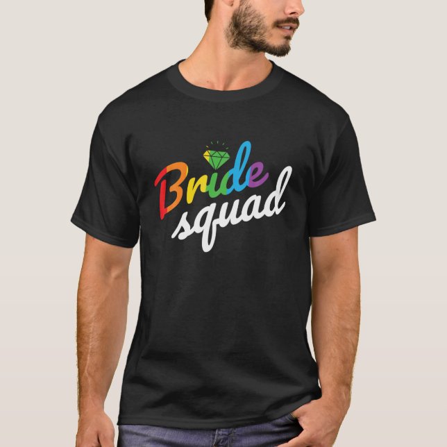 Bride Squad Tee - Lesbian Gay Wedding Diamond Rain (Front)