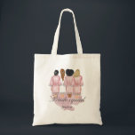 bride squad wedding robes monogram pink tote bag<br><div class="desc">Our "bridesmaids robes" collection features beautiful watercolor women silhouettes in wedding robes for bride and bridesmaids in different robe colors with a collection of various hairstyles. If you don't see a hairstyle that you want feel free to contact us and we will make a special item just for you. Choose...</div>