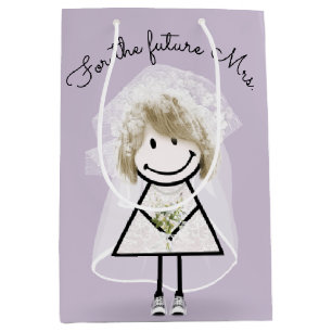Bride Stick Girl In Lace Dress and Sneakers Medium Gift Bag