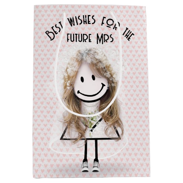 Bride Stick Girl In Sneakers on Hearts  Medium Gift Bag (Front)