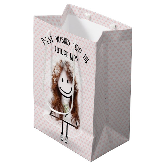 Bride Stick Girl In Sneakers on Hearts  Medium Gift Bag (Front Angled)