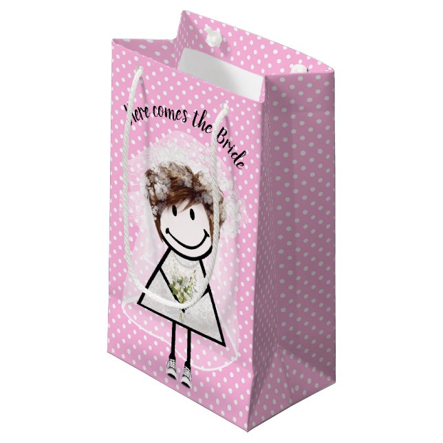 Bride Stick Girl In Sneakers Small Gift Bag (Front Angled)